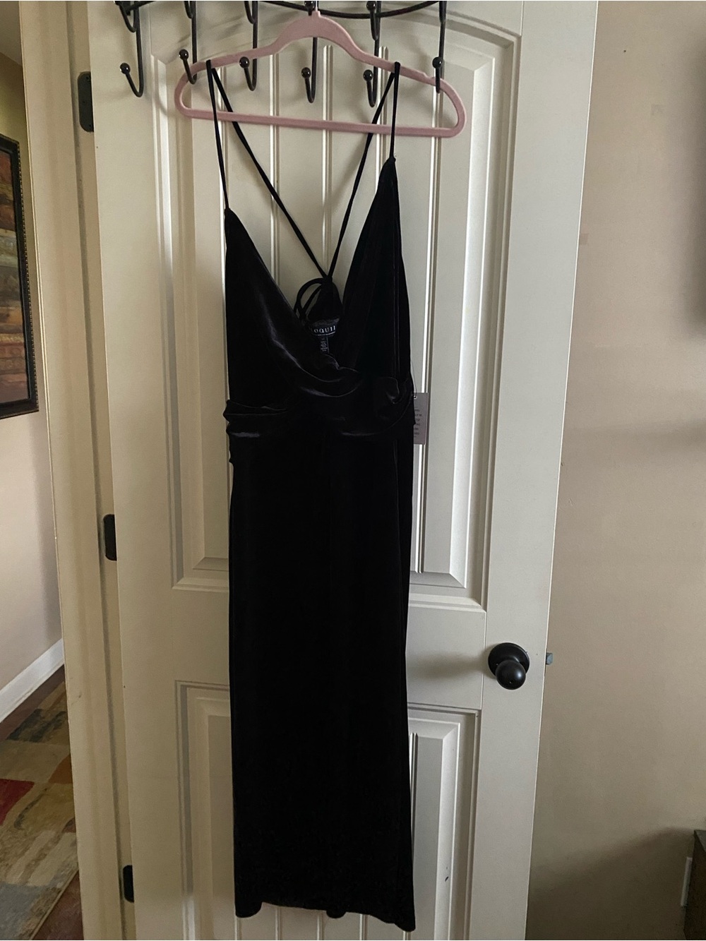 Eloquii Black Velvet Strappy Slip Dress